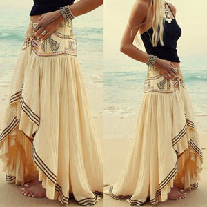 Women Fashion Hippy Bohemian Style Beach Irregular Evening Party Skirt Dress