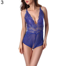 Load image into Gallery viewer, Women&#39;s Fashion Sexy V-Neck Lace Open Crotch Romper Sleepwear Nightwear