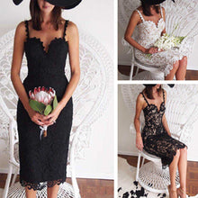Load image into Gallery viewer, Women Fashion Summer Spaghetti Strap Bodycon Floral Lace Cocktail Party Dress