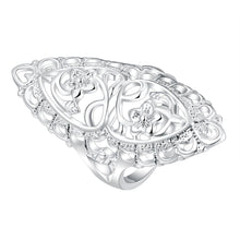 Load image into Gallery viewer, Women Silver Plated Retro Inlaid Carving Flower Hollow Ring Jewelry Party Gift