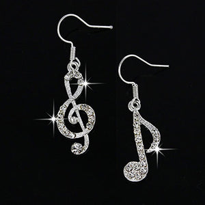 Women's Fashion Music Note Elegant Silver Color Jewelry Charm Hook Earring