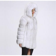 Load image into Gallery viewer, Women&#39;s Everyday Fur Coat, Solid Colored Hooded Long Sleeve Faux Fur White / Black / Silver