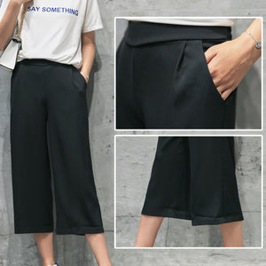 Women Fashion Loose Bell Bottomed Trousers Casual Wide legged Cropped Pants