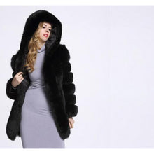 Load image into Gallery viewer, Women&#39;s Everyday Fur Coat, Solid Colored Hooded Long Sleeve Faux Fur White / Black / Silver
