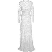 Load image into Gallery viewer, Women Sexy Deep V Neck Long Sleeve Lace See Through Evening Party Maxi Dress