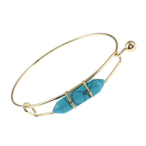 Customize This Natural Stone Alloy Bangle Women Cuff Bracelet