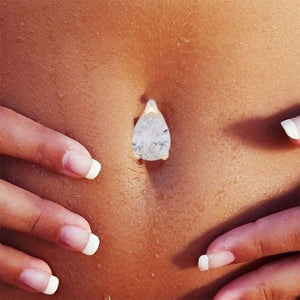 Women Reverse Heart Rhinestone Belly Button Ring Bar Navel Ring Body Piercing