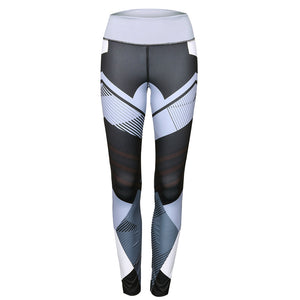 Women Fashion Geometric Print Pants Casual High Waist Fitness Sports Leggings