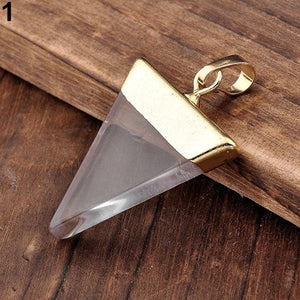 Crystal Quartz Triangle Healing Point Reiki Chakra Stone Pendants for Necklace