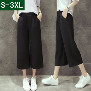Women Fashion Loose Bell Bottomed Trousers Casual Wide legged Cropped Pants