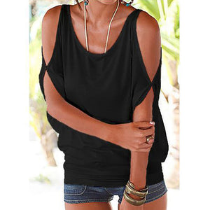 Summer Solid Color Women Short Sleeve Bat Loose Casual T Shirt Top Girl Blouse