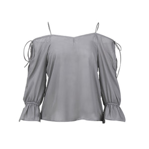 Women Fashion Long Sleeve Off Shoulder Spaghetti Strap Top Blouse Party Gift