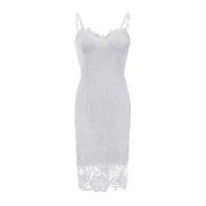 Women Fashion Summer Spaghetti Strap Bodycon Floral Lace Cocktail Party Dress