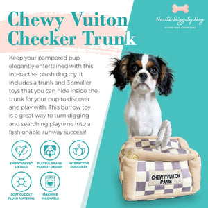 Haute Diggity Dog Chewy Vuiton Checker Collection – Soft Plush Desig