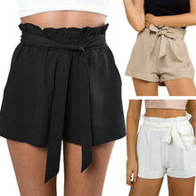 Load image into Gallery viewer, Women Casual Loose Summer Beach Bow High Waist Belt Shorts Hot Pants Trousers