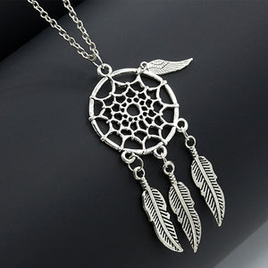 Women's Vintage Turquoise Feather Dream Catcher Pendant Chain Necklace Jewelry