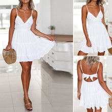 Load image into Gallery viewer, Women Summer Beach Fashion V-Neck Slim Fit Sleeveless Bow Backless Mini Dress