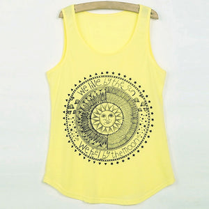 Women's Summer Fashion Geometric Letter Print Casual Sleeveless Vest T-Shirt