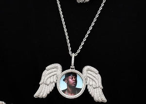 Customize This Angel Wings Medallions Custom Photo Necklace Pendant