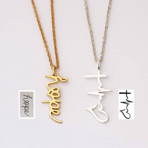 Customize This Vertical Cursive Nameplate Pendant Choker  Necklace