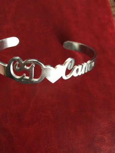 Customize This Heart Crown Shaped Adjustable Open Bangle Bracelet