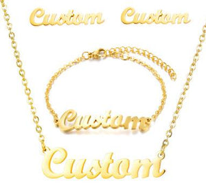 Customize This Say My Name Necklace Earrings Bracelet Set