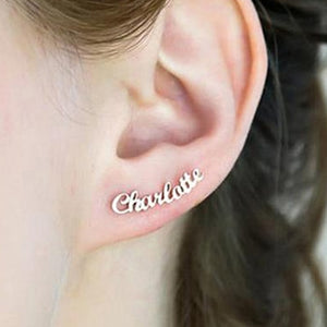 Customize This Name Curved Scalloped Earrings For Women