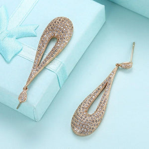 Swarovski Crystal Micro-Pav'e Curved Wishbone Earrings Set in 18K Gold