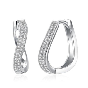 Swarovski Crystal Infinity Design Hoop Earrings Set in 18K White Gold