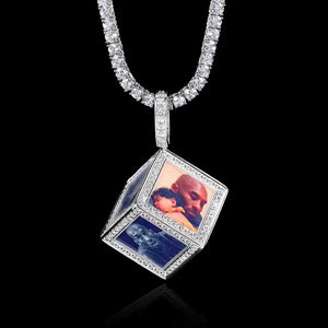 Personalized Custom Memory Six-Side Cube Photo Pendant For Necklace