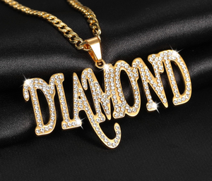 Personalized Custom Name Iced Out Necklace Letters Zirconia Necklace Hippop Cuba Chain Stainless Steel Jewelry For Men Women