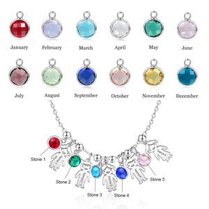 Customize This Boy Girl Pendant Necklace with Birthstone