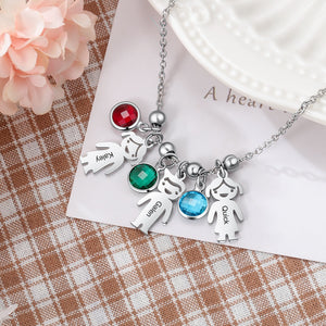 Customize This Boy Girl Pendant Necklace with Birthstone