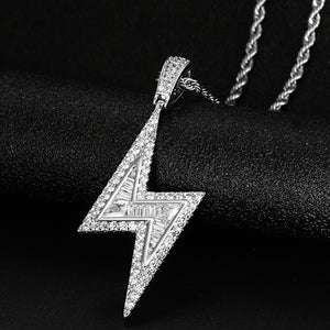Customize This Lightning Shape Baguette Pendant Necklace Charm