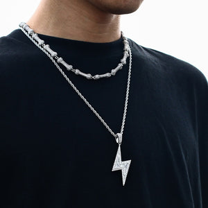 Customize This Lightning Shape Baguette Pendant Necklace Charm