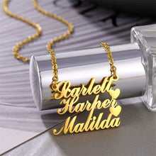 Load image into Gallery viewer, Customize This 3 Names Necklace Stainless Steel Nameplate with Heart