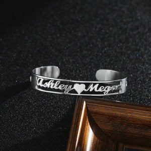 Customize This Heart Design  Hollowed Out Adjustable Cuff Bracelet