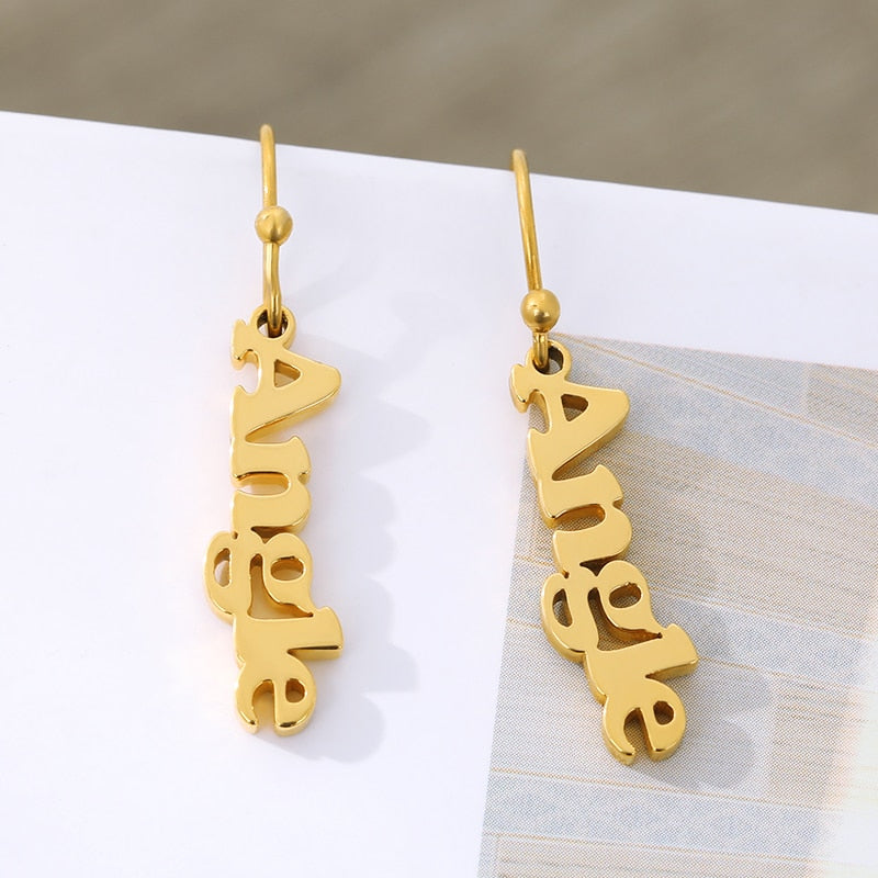 Customize This Vertical Name Dangle Earrings