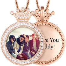 Load image into Gallery viewer, Customize This Round Crown Photo Pendant Necklace