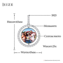 Load image into Gallery viewer, 925 Sterling Silver Memory Photo Medallions Moissanite Custom Pendant Necklace