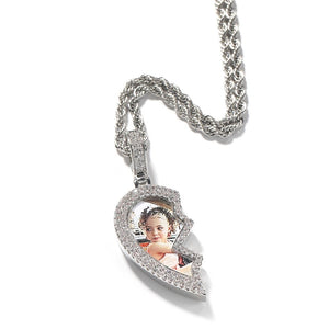Broken Heart Photo Medallion Pendant Necklace