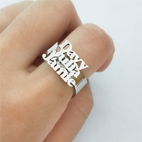 Customize This Wide Multiple Names Rings  Women Men Adjustable