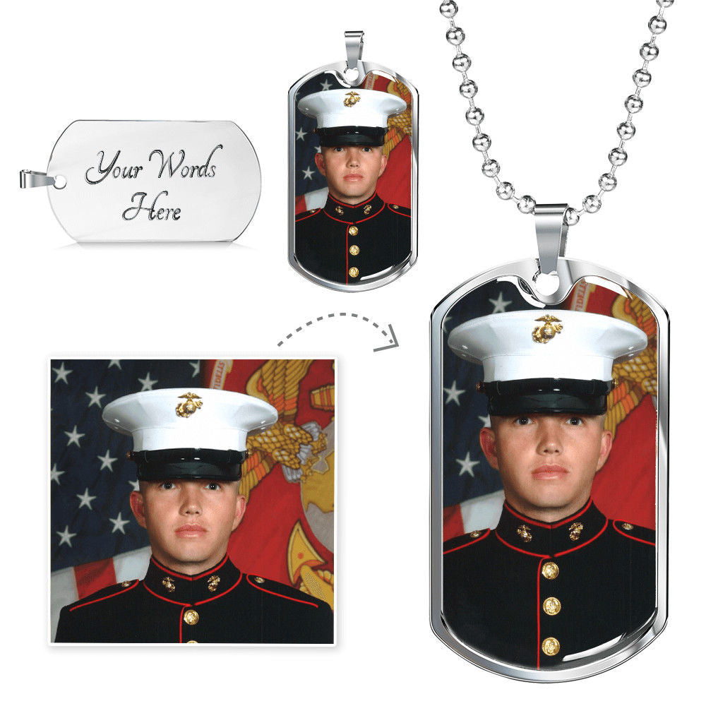 Customize This Luxury Photo Military Dog Tag Necklace
