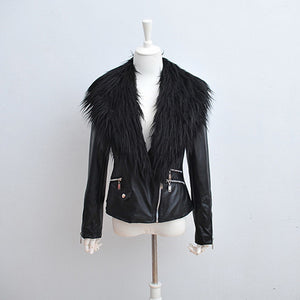 Women's Fashion Faux Fur Coat, Solid Colored Turndown Long Sleeve PU Black / Light Brown / White / Slim