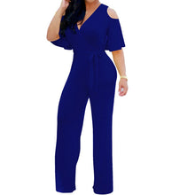 Load image into Gallery viewer, Women&#39;s Wide Leg Cut Out Party Off Shoulder Black Wine Royal Blue Wide Leg Jumpsuit, Solid Colored Cut Out L XL XXL Cotton Long Sleeve Spring
