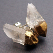 Load image into Gallery viewer, Gold &amp; Raw Quartz Chunk Earrings, Geo Earrings, Rock Stud Earrings, Crystal Earrings