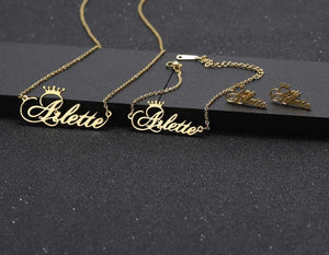 Customize This Say My Name Necklace Earrings Bracelet Set
