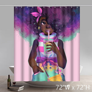 Unique Personalized Afrocentric Waterproof Bath Shower Curtain Set