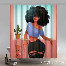 Load image into Gallery viewer, Unique Personalized Afrocentric Waterproof Bath Shower Curtain Set