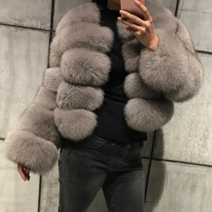 Colorful Natural Genuine Fur Jackets Coats 5 Row Short Outerwear